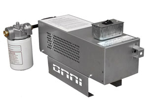Omni waste (used) oil burner: remote variably controlled fuel (oil) pump (back view).