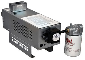 Omni waste (used) oil burner: remote variably controlled fuel (oil) pump.